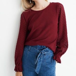 Madewell Texture & Thread Eyelet Mix Ruffle Top